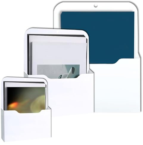 Documents Magnétiques pour Bureau, 3 pièces Porte Documents Magnétiques, 3 Tailles, Porte Lettres A4 avec Aimants Puissants, pour Tableau Blanc, Réfrigérateur, Maison, Blanc