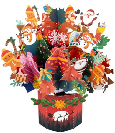 JARAGAR 3D Weihnachtskarte, Pop Up Karte Wünsche Handgefertigte Gratulations Pop Up Karte für Weihnachten Neujahr Urlaub