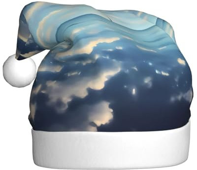 XZDLXJ Weiße Wolken über dem Meer, Plüsch-Hut für Erwachsene, Festival-Dekor, mit weichem Bommel und flauschigem Rand