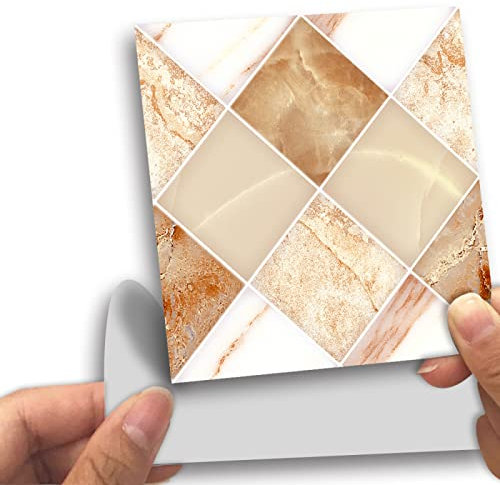 Dunxiles 3D-Fliesenaufkleber Zum Aufkleben, 10x10 cm, Goldfarben, für Die Küche, Zum Aufkleben Auf Wandfliesen, Spritzschutz für Die Küche, Zum Aufkleben Auf Fliesen, 3D-Treppenaufkleber