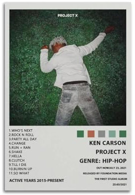 DAYGIFT Ken Carson XAlbum-Poster, Kunstdekoration, Wandposter, Innenposter, Druckdekoration, Bar, Restaurant, Dekoration, Ästhetik, Poster, Wohnzimmer, Poster, 30 x 45 cm, ungerahmt, 2