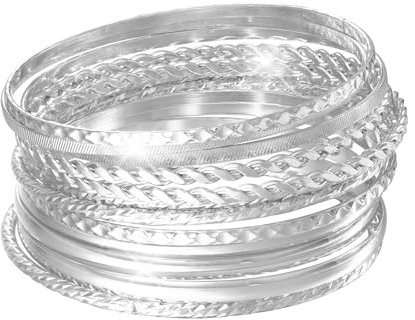 MILAKOO 12PCS Twisted Pattern Armreif Manschette Stackable Ethnic Glossy Textured Armbänder Hochzeit Schmuck Set