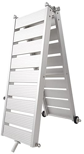 Passerelle de Bateau WORHAN en Alliage Léger Pliante Pliable Fabriquée en Aluminium avec Support de Lyre et Roues avec Roulements Surface Antidérapante Gangway 200cm MG200