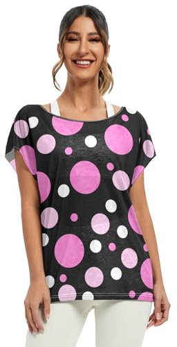 Chemisier d'été dégradé de couleur pastel arc-en-ciel en marbre grande taille, pois rose, XX-Large