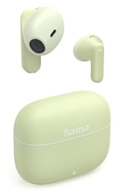 Hama TWS Bluetooth Kopfhörer kabellos Freedom Light II (Bluetooth 5.3 Wireless Earbuds, In-Ear Kopfhörer telefonieren, Mikrofon, Touch Control, Sprachsteuerung, 20h Spielzeit, Ladebox USB-C) grün