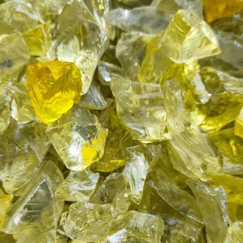 Glassteine Gelb 10 kg (3-5 cm) für Garten & Vasen – Glasbrocken Dekosteine | Wetterfest, farbstabil und durchgefärbt, aus Recyclingglas, für innen & außen – Blumentöpfe & Bastelarbeiten