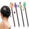 Jeffdad 4 piezas de madera para el pelo, horquilla china con flores y borlas, palos de pelo vintage para mujeres y niñas accesorios para el cabello