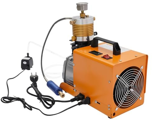 Compresseur d'air portable - Pompe à air électrique haute pression - Pour fusils PCP, bouteilles de plongée, pneus 1,8 kW 300 bar 100 l/min - Refroidissement avec tampon anti-vibration
