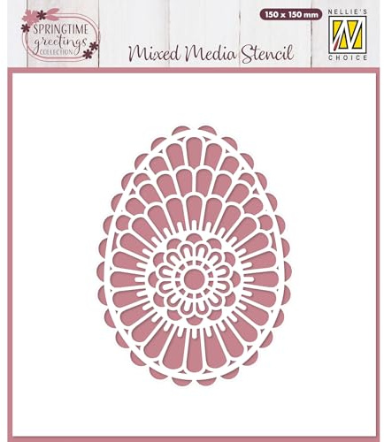 Nellie's Choice Blumenkranz in Eiform - Wiederverwendbare kreative Schablone 15 x 15 cm - Scrapbooking, Kartenherstellung und andere Papierprojekte, Grau Weiß, Einheitsgröße