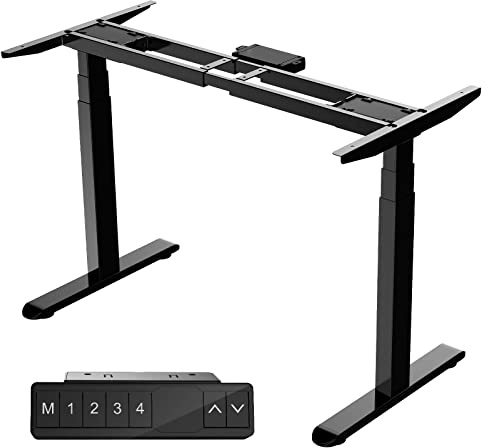 AIMEZO Höhenverstellbarer Schreibtisch Gestell mit 2 Motoren, 3-Stufiger Elektrisch Tischgestell mit Kollisionssystem, Memory Smart Panel für Home Office, Schwarz