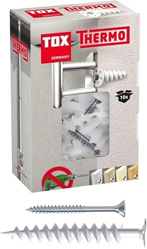 TOX 155 mm Dämmstoffdübel Thermo M inkl. passender Dämmstoff, ohne Vorbohren, für EPS, XPS 20, PUR und Holzfaserplatten, 10 Dübel und Schrauben im Karton, 072101311, Weiß