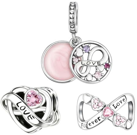 Rimgoris Charms aus 925er Sterlingsilber, passend für Armbänder und Halsketten, Love Forever Infinity Dangle Beads mit 5A Zirkonia, zum Muttertag, Charms für Frauen