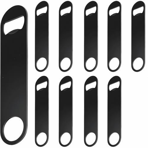 BEJAGWUS 10 PCS Flaschenöffner Set,Bieröffner,Bottle Opener,Bar Zubehör | Flaschenöffner Edelstahl Schwarz,Flach Tragbar Design,Bierflaschenöffner Kapselheber für Barkeeper,Getränke,Bier,Pub,Männer