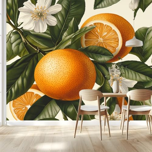 Papel pintado 3D fotomural planta fruta murales para sala de estar sofá TV hotel tema pasillo de lujo fondo pintado mural 350 cm (L) x 256 cm (H) 137 x 100 inch