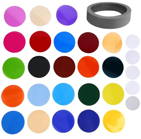 Andoer 24-Farben-Gel-Filter-Set, kreisförmige Blitzlichtfilter für Fotografie, Video, LED-Taschenlampe, Zubehör (Grau)