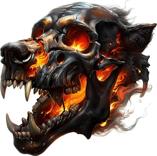 Hellhound Skull Vinyl Decals, Horror Decor Stickers for Laptop and Tile 11cm