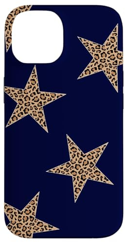 Leopard Star Navy Blue Cheetah Girl Y2K Dark Star Simple Case for iPhone 14