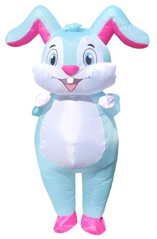 Aufblasbare Kaninchen Kostüm Erwachsene – Reitbare Luft Kostüme Herren Damen, Lustige Karneval Kostüm für Halloween Weihnachten Ostern Fasching Party(inflatable rabbit costume adult women man)