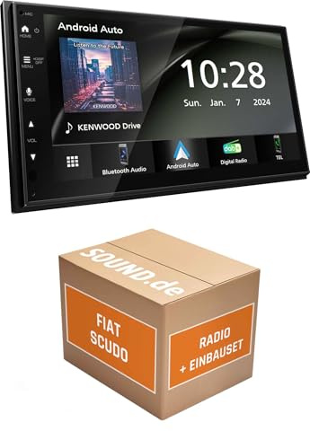 Autoradio Einbaupaket für Kenwood DMX5023DABS kompatibel mit FIAT Scudo Typ 272, RD4, PDC | Carplay Android Auto APP Spiegelung