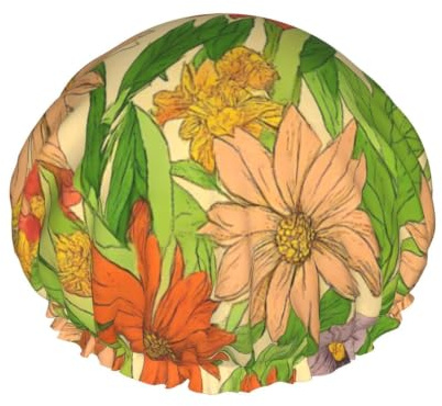 Bonnet de bain fleuri tournesol et dahlia coloré
