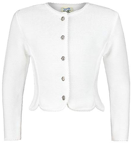 Isar-Trachten Strickjacke Amy für Mädchen 47068 - Weiß | Kinder Mode für Hochzeit Kommunion Taufe