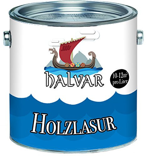 Halvar Holzlasur skandinavische Lasur wetterfest - atmungsaktiv - Lichtbeständig - aromatenfrei - tropfgehemmt - UV-beständig in 12 Farbtönen Außen-Lasur Holz-Schutz Holz-Öl (1 L, Eiche Hell)