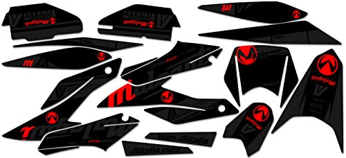 Black RED race-styles Aufkleber kompatibel mit Malaguti XSM | XTM 125 2019 | Decals Graphics