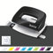 Leitz Mini Locher aus Metall, kleiner Locher für 10 Blatt, Metall, Anschlagschiene mit Formatangaben, Ergonomisches Design, schwarz, WOW-Serie, 50601095