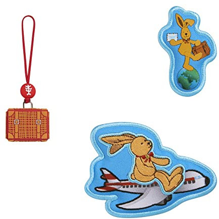 Step by Step Magic Mags Spiegelburg „Felix der Hase, Weltreise“, 3-teilig, 2 Magnet-Applikationen und 1 Anhänger, als Ergänzung für den Schulranzen oder Vorschulrucksack, für Jungen und Mädchen