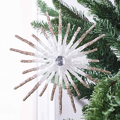 Christbaumschmuck Kunststoff 20cm Schneeflocke mit Strass Glitzer Weihnachtsbaumschmuck weiß