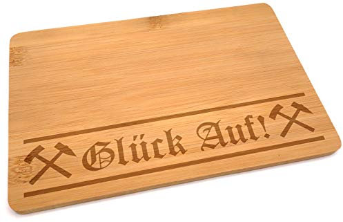 Samunshi® Holzbrett mit Gravur Glück auf Schriftzug aus Bambus Brett Schneidebrett klein Brotzeitbrett Holz Schneidebretter Holzbrett Küche