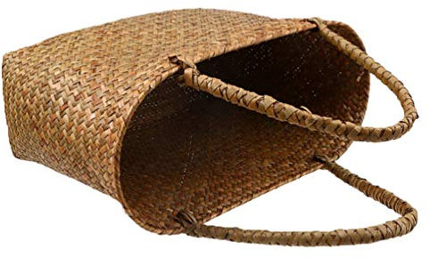 jojofuny Korbtasche Geflochten Einkaufskorb Boho Gewebt K?rbe Woven K?rbe Wicker Lagerung für Home- Shopping Küche Lagerung 2 Korbtasche Geflochten Einkaufstasche Geflochten