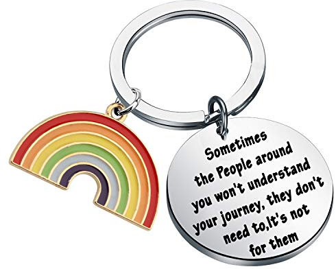 LGBT Regenbogen-Schlüsselanhänger Sometimes The People Around You Won't Understand Your Journey They Don't Need To It's Not For Them, LGBT Pride Schmuck, Lesbische Geschenke, S, Edelstahl,