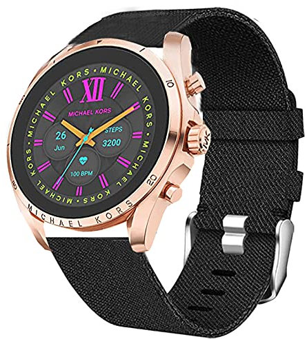 Giaogor Compatible for Michael Kors Gen 6 Band, Breathable Nylon Woven Fabric Replacement Strap Compatible for Michael Kors Gen 6 Bradshaw Smartwatch/MK Gen 6 Bradshaw 2021 (Black)