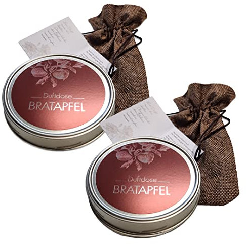 KK Raumduft aus der Dose | Duftgel - Made in Germany | 2 x Duftdose Bratapfel à 70 g | Attraktives Geschenkset | Einzeln im Jutesäckchen verpackt |