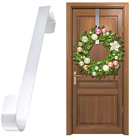ZENO Door Wreath Hanger | Wreath Hanger for Front Door | Wreath Hanger | Silver Wreath Hook | Multi Purpose Hook | Fits All Doors & Wreaths | Christmas Wreath Hanger | Christmas Wreath Hook