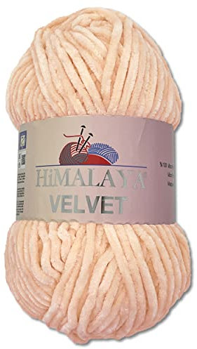 Wohnkult Himalaya 90053 - Laine Velvet Dolphin - 100 g - 40 couleurs au choix - Fil chenille à tricoter - Pelucheux et brillant - Pour accessoires, vêtements et couvertures - Rose clair
