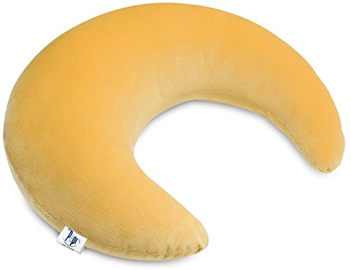 Pepi - Kuschelkissen Kinder - Handgenäht Kissen Kinderzimmer - Kinder Kissen Mond - Baby Kissen Deko - Mondikssen Gelb