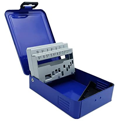 TEKLiNe Astuccio Porta Punte 19 Posti Cassetta Metallo Portapunte da 1 a 10 mm Accessorio Ricambio, Cassetta Porta Punte Metallo Ferro Murro Acciaio Legno Portautensili Cassettina Trapano Utensile