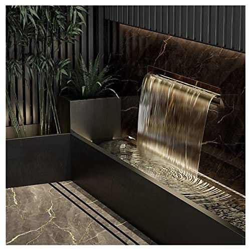AWWXJ Wasserfall-Pool-Brunnen Rostfreier Stahl Steingartenverzierung Wasservorhang Wasservorhang Umlaufender Wasserfall für Schwimmbad Und Garten (Size : 1.2m/4FT)