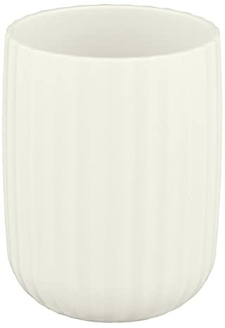 WENKO Gobelet pour brosses à dents Agropoli blanc crème, pour le rangement de brosses à dents et le dentifrice, en plastique haute qualité et à la surface structurée, sans BPA, Ø 7,5 x 10 cm