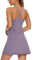 Desol Vestito da tennis da donna, 2 in 1, con tasche integrate per reggiseno e pantaloncini, abbigliamento sportivo con cinturino regolabile, Viola, XL