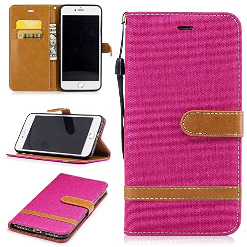 König Design Funda para Apple iPhone 7 Plus/8 Plus de piel sintética con ranuras para tarjetas, funda protectora con función atril, color rosa