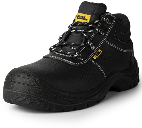 Black Hammer Storm Men's S3 SRC Waterproof Steel Toe Boots | Steel midsole, leather upper, breathable mesh lining, shock-absorbing comfort, lightweight, anti-static heel.