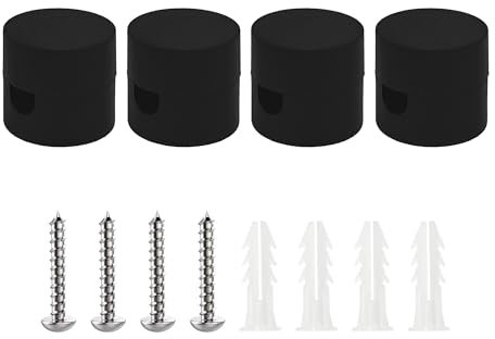 smartect Soporte de Techo y Pared para Cables [4 Piezas, Negro, Ø20x18 mm] Fijación en Techo con tornillos y tacos, Decentrador de Techo para que arme su propio proyecto de bricolaje