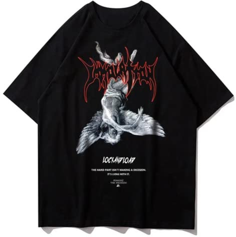 Y2K T-Shirts für Herren und Damen, Gothic, Vintage-T-Shirts, Grunge, Emo, Alt, übergroß, fallender Engel, Grafik, Gothic, Streetwear, 2000er-Jahre, Baggy, BK1, XXL