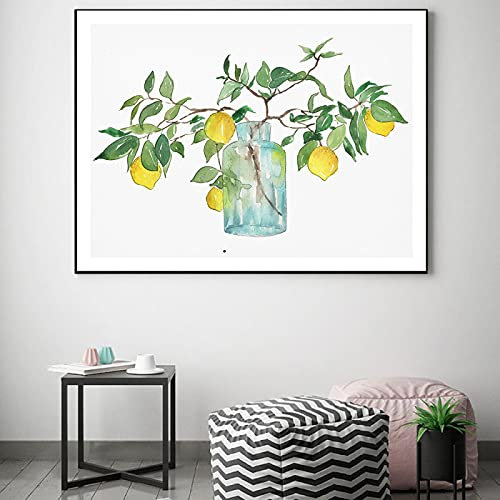 Kunstdruck auf leinwand Abstrakte Früchte Orange Zitronenbaum Poster und Kunstdrucke Leinwand Bild Wand Bild Küche Haus Garten Dekor 40x60cm Ohne Rahmen