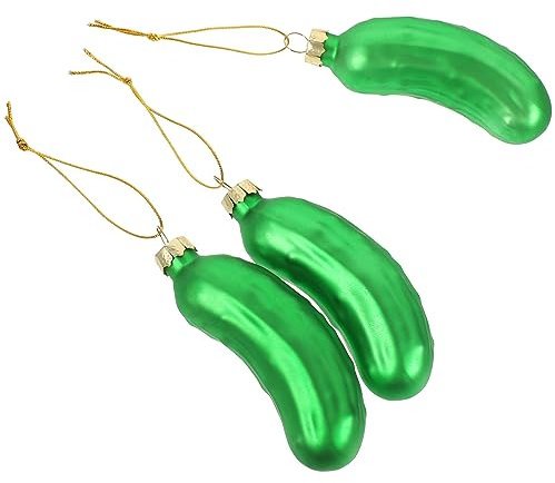 Gatuida Wohnkultur Weihnachtsdekoration 3 Stück Glas-Gurken-Anhänger Christbaumschmuck Grüne Gurke Hängeornament Für Weihnachtsbaum-Heimdekoration Glasanhänger Weihnachtsbaumanhänger