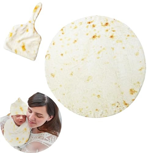 FainFun Burrito Decke, 84 * 84cm Tortilla Decke Baby, Burrito Decke Baby, Weiche Warme aus Flanell, Riesige Taco Decke für Baby Familie, Lustige Kreative Tortilla Burrito Kuscheldecke(S