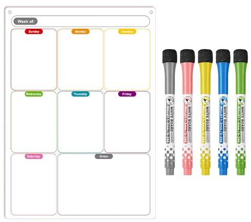 POFET A3 Magnetkalender månadsplanerare veckoplanerare whiteboard för kylskåp eller skåp – för alla metallytor, kylkalender för familjeplanering organisering